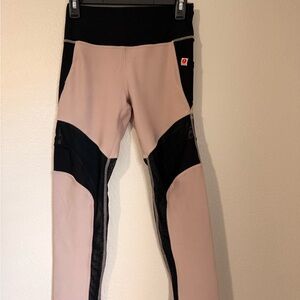 Point Studio Colorblock Mesh Activewear Leggings - Pink & Black - Size S